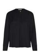 Fluid Viscose V-Neck Rlxd Blouse Black Tommy Hilfiger