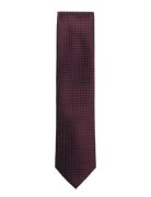 Polyester Tie With Dots 7 Cm Burgundy Lindbergh Black