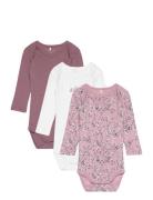 Nbfbody 3P Ls Grape Flower Noos Pink Name It