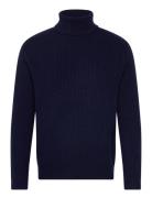 Eddie Wool Rib Rollneck Knit Navy Les Deux