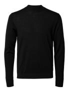 Slhtray Ls Knit Merino Mock Neck Noos Black Selected Homme