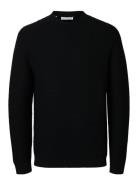 Slhtion Ls Knit Structure Mock Neck Black Selected Homme