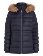 Tyra Down Jacket With Fur Navy Tommy Hilfiger