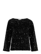 Vifaith Boat Neck L/S Sequin Top/Vol Black Vila