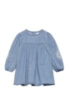 Flower Embroidered Denim Dress Blue Mango