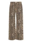 Leopard-Print High-Waist Straight-Fit Jeans Brown Mango