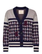 Houndstooth V-Neck Cardigan Navy GANT