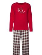 Lrl L/S Crew Neck Long Pant Pj Set Red Lauren Ralph Lauren Homewear