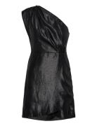 Textured Asymmetrical Dress Black Mango