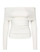 Folded Off Shoulder Long Sleeve Top White Weekday