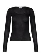 Sheer Long Sleeve Top Black Weekday