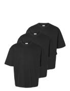 Slhlooseoscar Ss O-Neck Tee 3 Pack Black Selected Homme