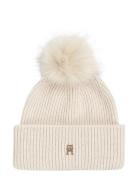 Elevated Chic Beanie W/Pompom Cream Tommy Hilfiger