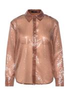 Semi-Transparent Sequined Shirt Brown Mango