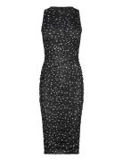 Felicia Spot Mesh Midi Dress Black Bardot