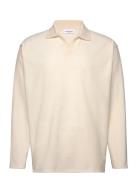 V-Neck Jacquard Polo L/S Cream Lindbergh