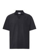 V-Neck Jacquard Polo S/S Black Lindbergh