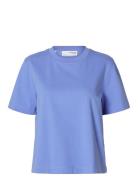 Slfessential Ss Boxy Tee Noos Blue Selected Femme