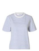 Slfessential Ss Striped Boxy Tee Noos Blue Selected Femme