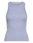 Ribbed Cotton-Blend Top Blue Mango