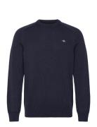 Casual Cotton Saddle C-Neck Navy GANT