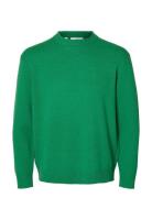 Slhreuben Ls Knit Relaxed Crew Neck Green Selected Homme