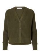 Slfbirla Ls Knit Short Cardigan Khaki Selected Femme