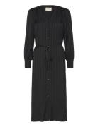 Relaxed Satin Stripe Shirt Dress Black GANT