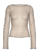 Anya Contrast Shimmer Top Beige Bubbleroom