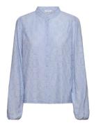 Long Sleeve Button Blouse Blue Bubbleroom