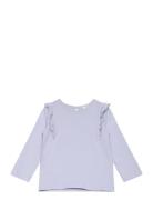 Long -Sleeved T-Shirt With Ruffles Blue Mango