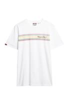 Venue Logo Stripe Relaxed Tee White Superdry