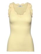 Rwbeatha Sl V-Neck Lace Top Yellow Rosemunde