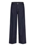 Rinse-Wash Wideleg Jeans With Belt Navy Mango