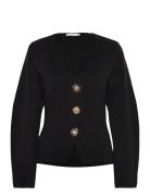 Knitted Jacket With Jewel Buttons Black Mango