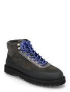 Olaf Lace-Up Boot - Charcoal Suede Blue Garment Project