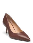 Lanette Burnished Leather Pump Brown Lauren Ralph Lauren