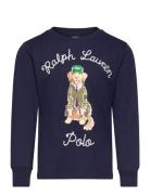 Dog-Print Cotton Long-Sleeve Tee Navy Ralph Lauren Kids