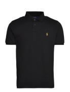 Custom Slim Plaid-Trim Mesh Polo Shirt Black Polo Ralph Lauren