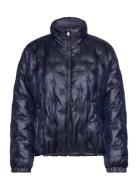 Logo Quilted Funnelneck Down Coat Navy Lauren Ralph Lauren