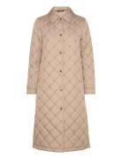 Diamond-Quilted Long Coat Beige Lauren Ralph Lauren