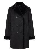 Double-Breasted Faux-Suede Coat Black Lauren Ralph Lauren