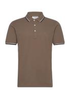 Polo Shirt With Contrast Piping Brown Lindbergh