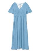 Vmflora Olga Ss 7/8 Dress Wvn Ga Blue Vero Moda