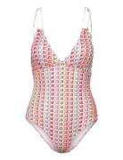 Nerea Fine Knitted Swimsuit Patterned Malina