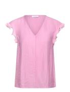 Top With Ruffles In V-Neck Pink Coster Copenhagen