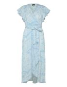 Vmpage S/L Long Wrap Dress Wvn Ga Blue Vero Moda