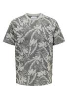 Onsperry Life Reg Leaf Aop Ss Tee Noos Grey ONLY & SONS