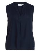 Virosa V-Neck S/L Top - Noos Navy Vila