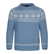 Gridarmor Kids' Snøkrystall Round Neck Ullgenser Lt. Blue/White